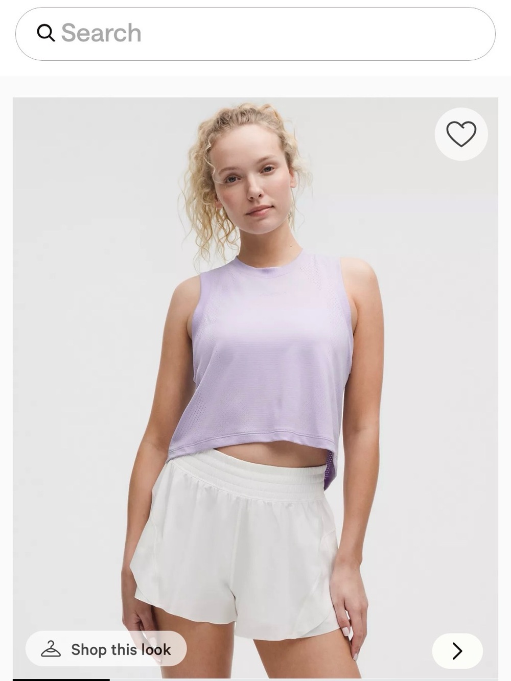 lululemon Swiftly High-Low Sleeveless Lavender Frost Crop Top